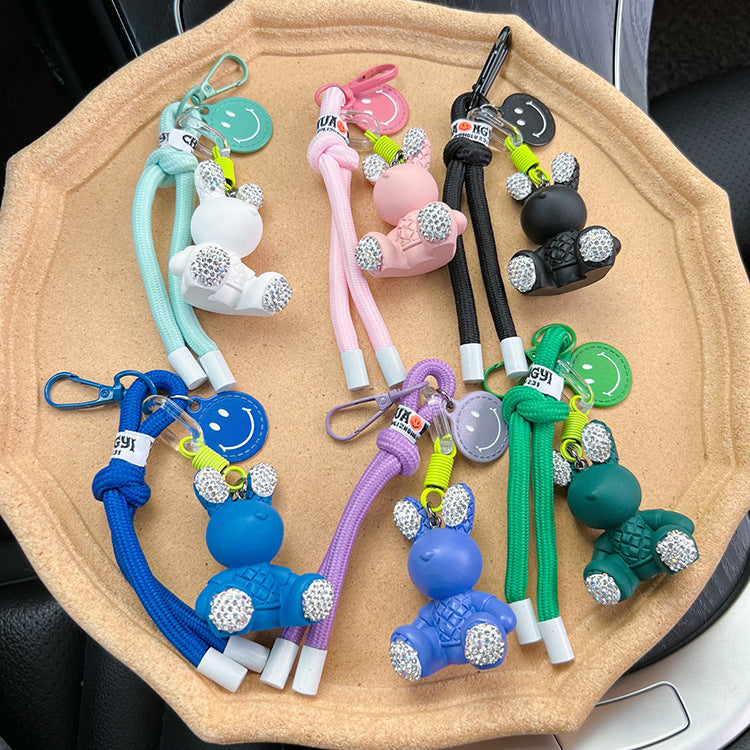 Wholesale Rope Diamond Candy Color Plaster Rabbit Keychains